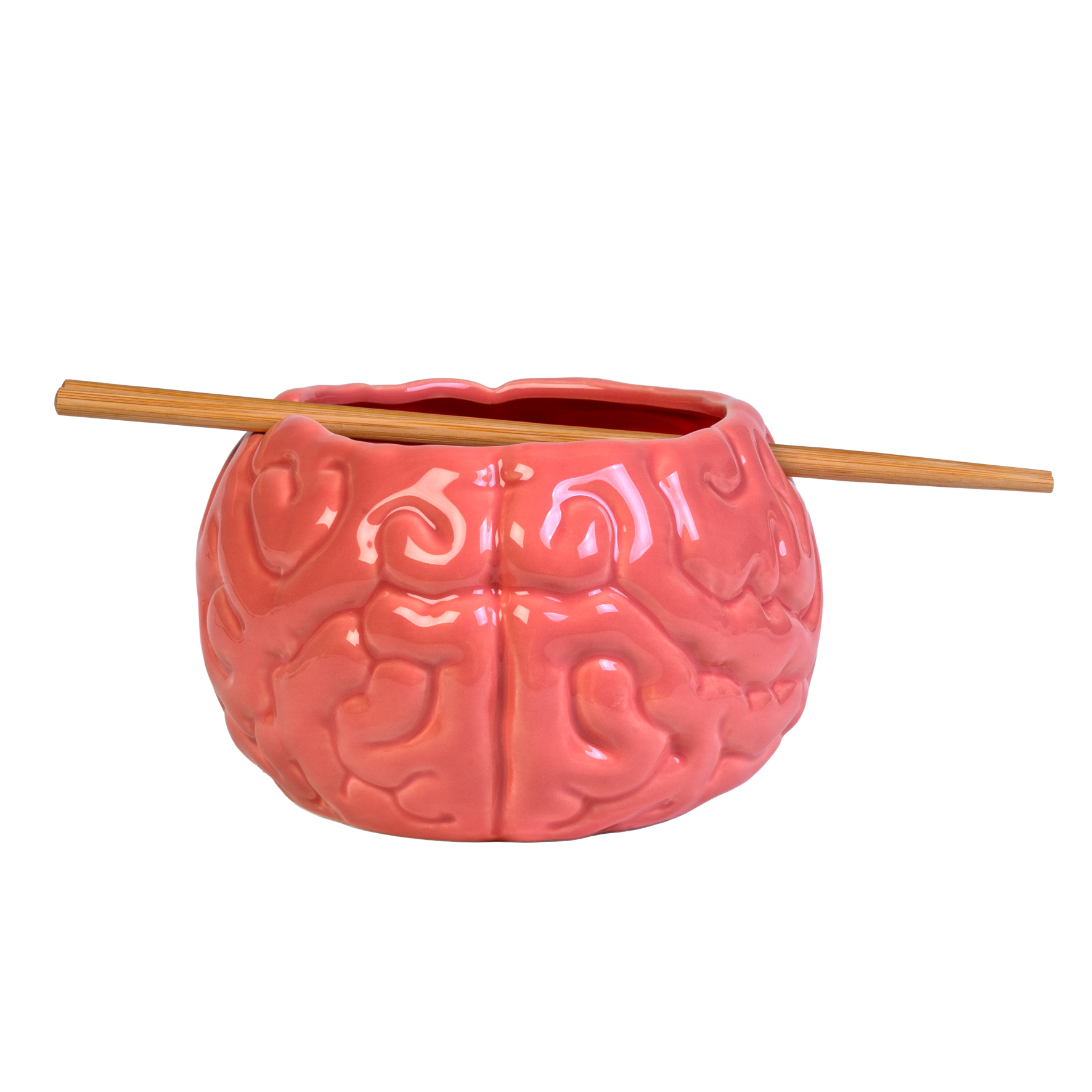 Brain Ceramic Noodle Bowl with Bamboo Chopsticks - Image 3
