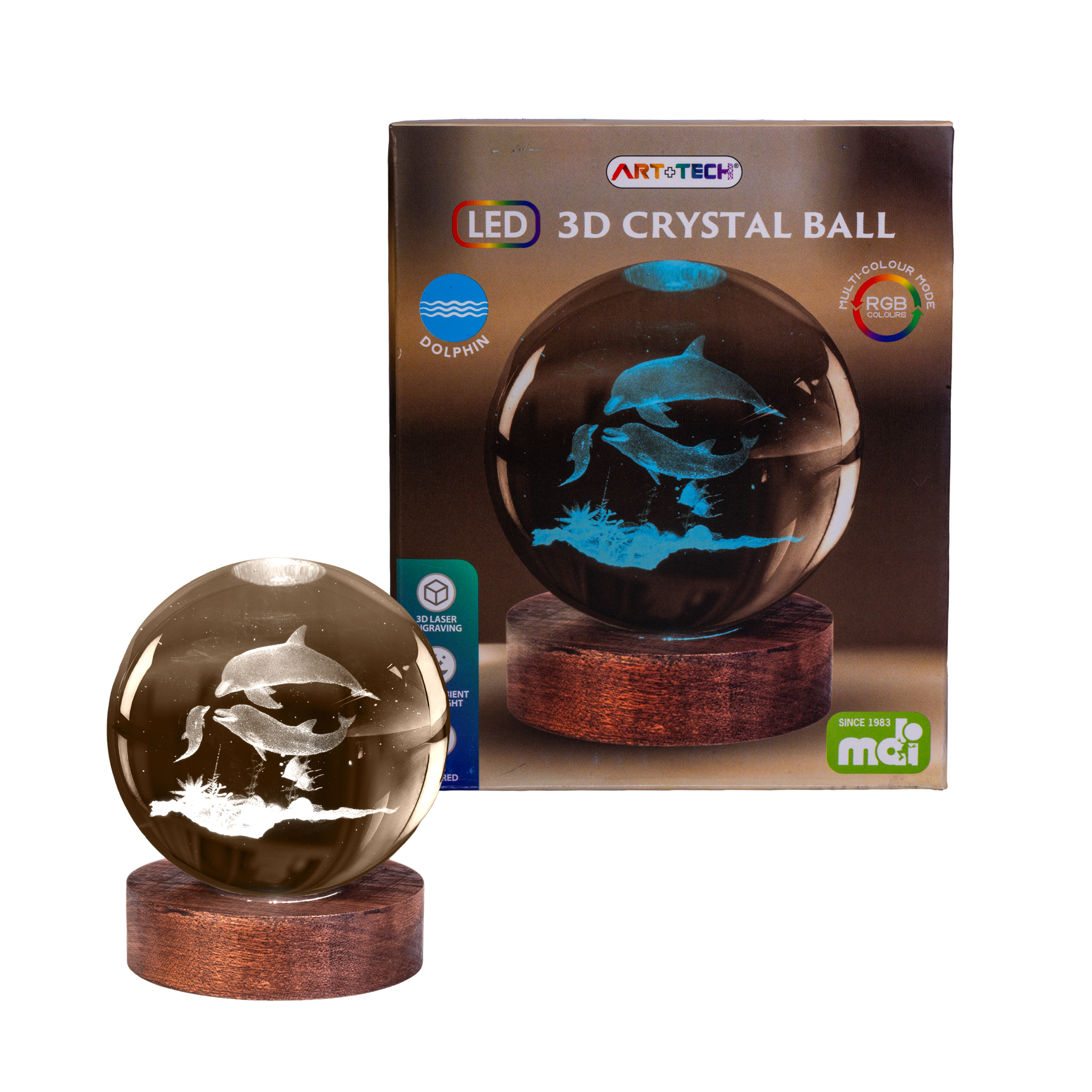 Dolphin 3D Crystal Ball Lamp