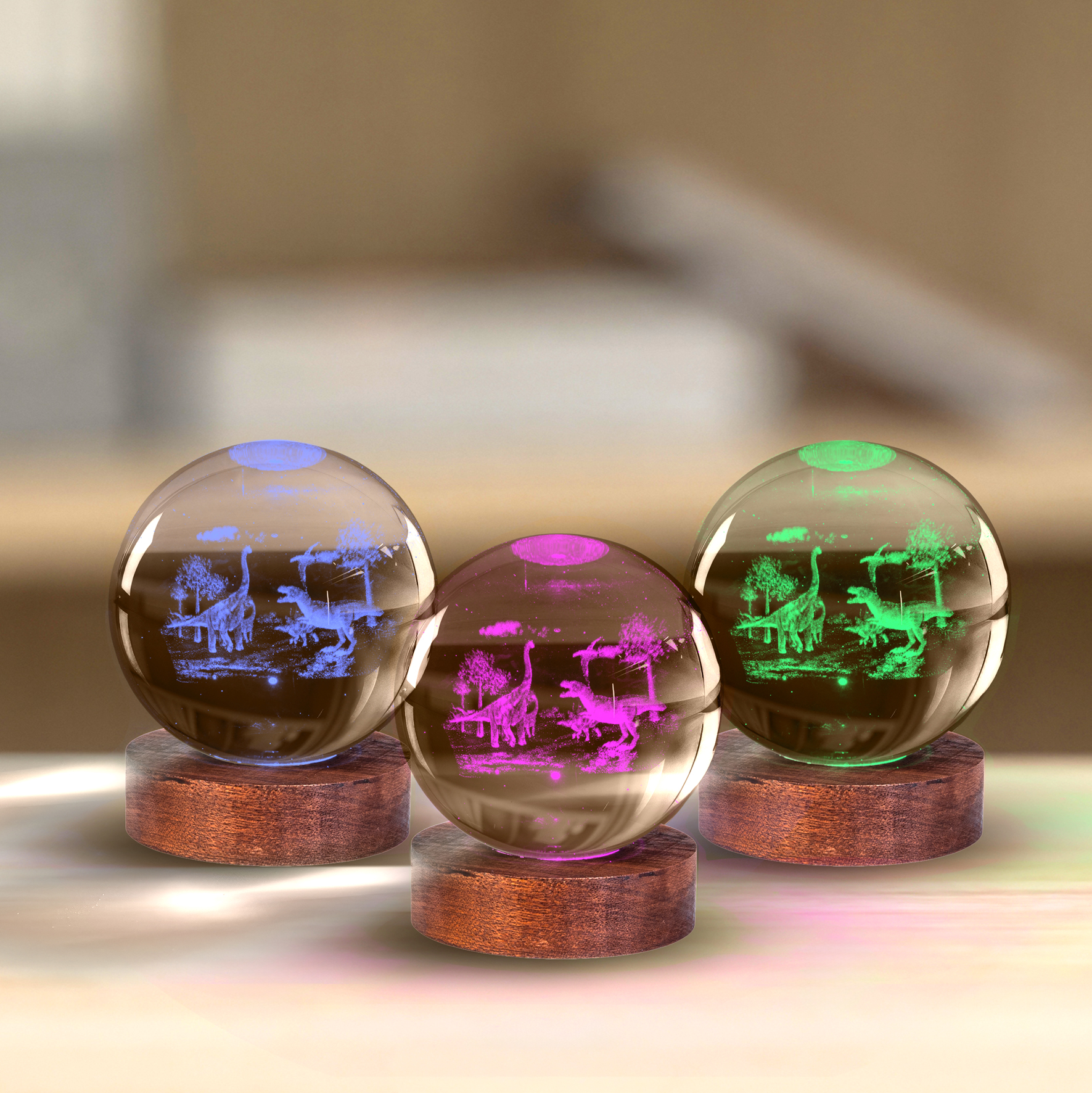 Dino Land 3D Crystal Ball Lamp - Image 2