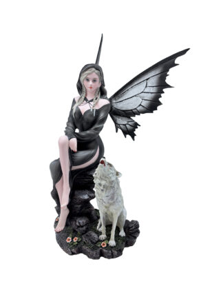 Black Fairy With Howling Wolf