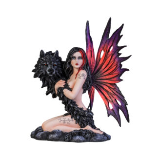 Dark Fairy with Black Wolf