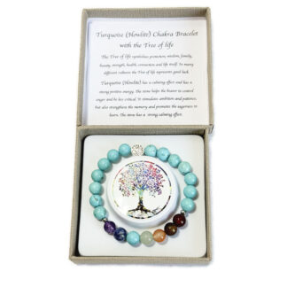 Chakra Bracelet Turquoise (Howlite) & Tree of Life Bead