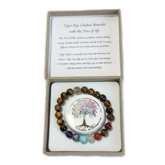 Chakra Bracelet Tiger Eye & Tree of Life Bead