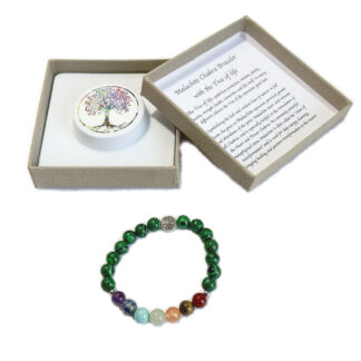 Chakra Bracelet Malachite & Tree of Life Bead