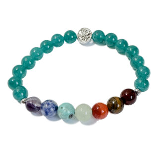 Chakra Bracelet Chalcedony & Tree of Life Bead