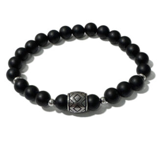 Men's Bracelet Matte Onyx & Linked Squares Bead