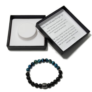 Men's Bracelet Lavastone & Aqua Blue Tiger Eye