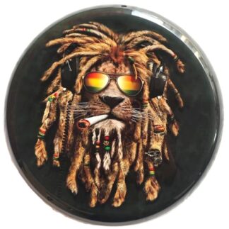 Round Metal Wall Art Rasta Lion