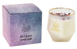 Amethyst & Rose Quartz Infused Soy Candle Oud & Bergamot