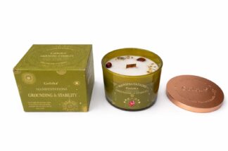 Goloka Manifestations Grounding & Stability 9oz Gemstone Infused Candle Red Jasper