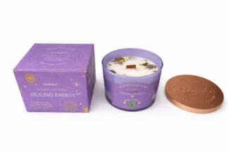 Goloka Manifestations Healing Energy 9oz Gemstone Infused Candle Green Aventurine