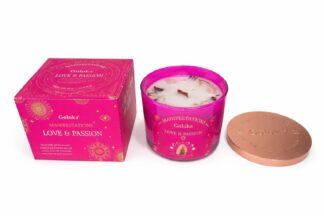 Goloka Manifestations Love & Passion 9oz Gemstone Infused Candle Rose Quartz