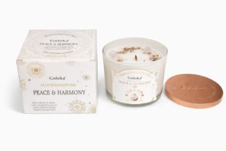 Goloka Manifestations Peace & Harmony 9oz Gemstone Infused Candle Clear Quartz