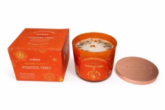 Goloka Manifestations Positive Vibes 9oz Gemstone Infused Candle Sunstone