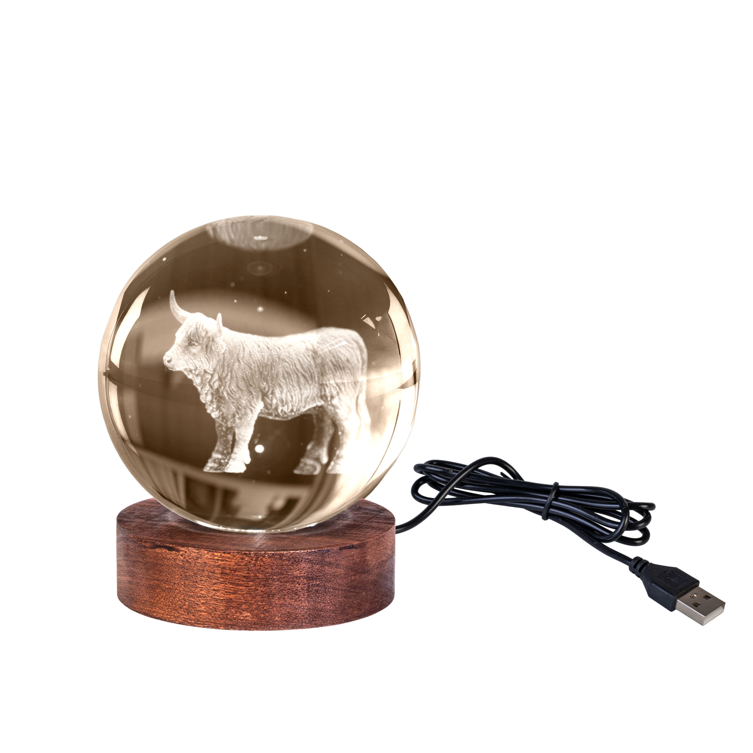 Highland Cow 3D Crystal Ball Lamp - Image 2