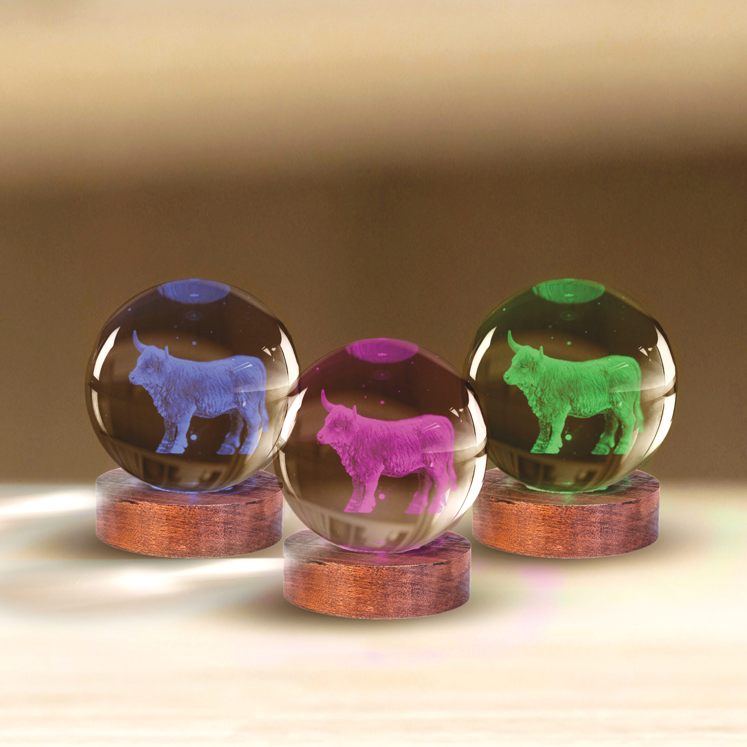 Highland Cow 3D Crystal Ball Lamp - Image 3