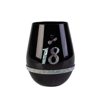 Happy 18th Birthday Black Luxe Stemless Wine Glass