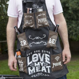 Mans Canvas Apron - Love My Meat