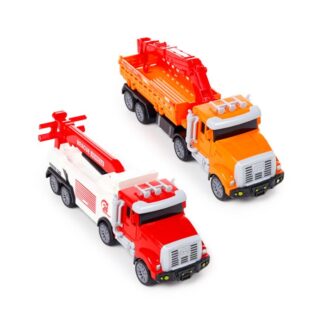 Construction Rescue Truck with Crane Friction Push/Pull Action Toy