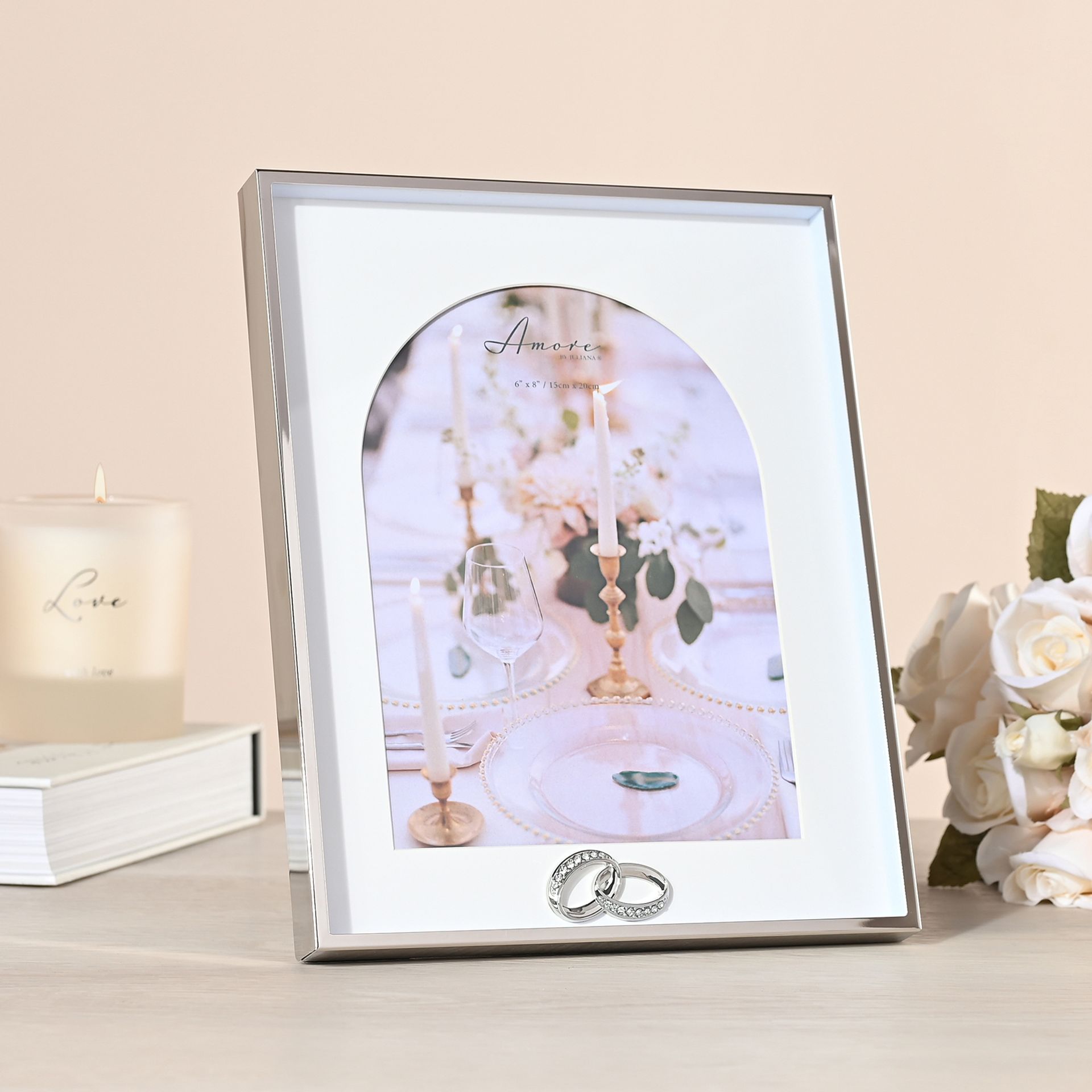 Amore Box Arch Photo Frame With Rings 6" x 8" - Image 2