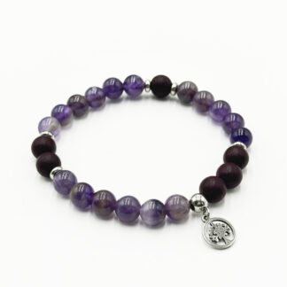 Herbal Therapy Perfumed Bracelet Agarwood and Amethyst with Butterfly Charm