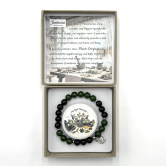 Herbal Therapy Perfumed Bracelet Frankincense and Black Onyx with Tree of Life Charm