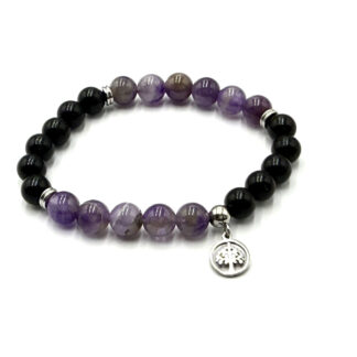 Herbal Therapy Perfumed Bracelet Rhododendron and Amethyst with Tree of Life Charm
