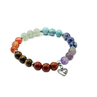 Chakra Bracelet with Heart Charm