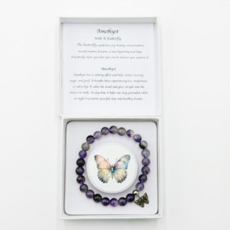 Amethyst Bracelet with Butterfly Charm