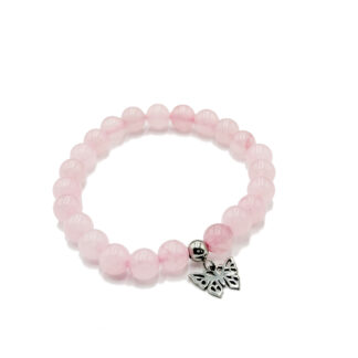 Rose Quartz Bracelet with Butterfly Charm