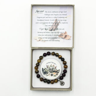Herbal Therapy Perfumed Bracelet Agarwood and Tiger Eye with Butterfly Charm