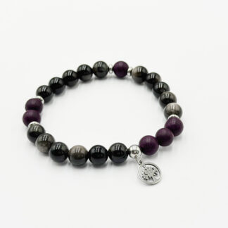 Herbal Therapy Perfumed Bracelet Agarwood and Black Obsidian with Butterfly Charm