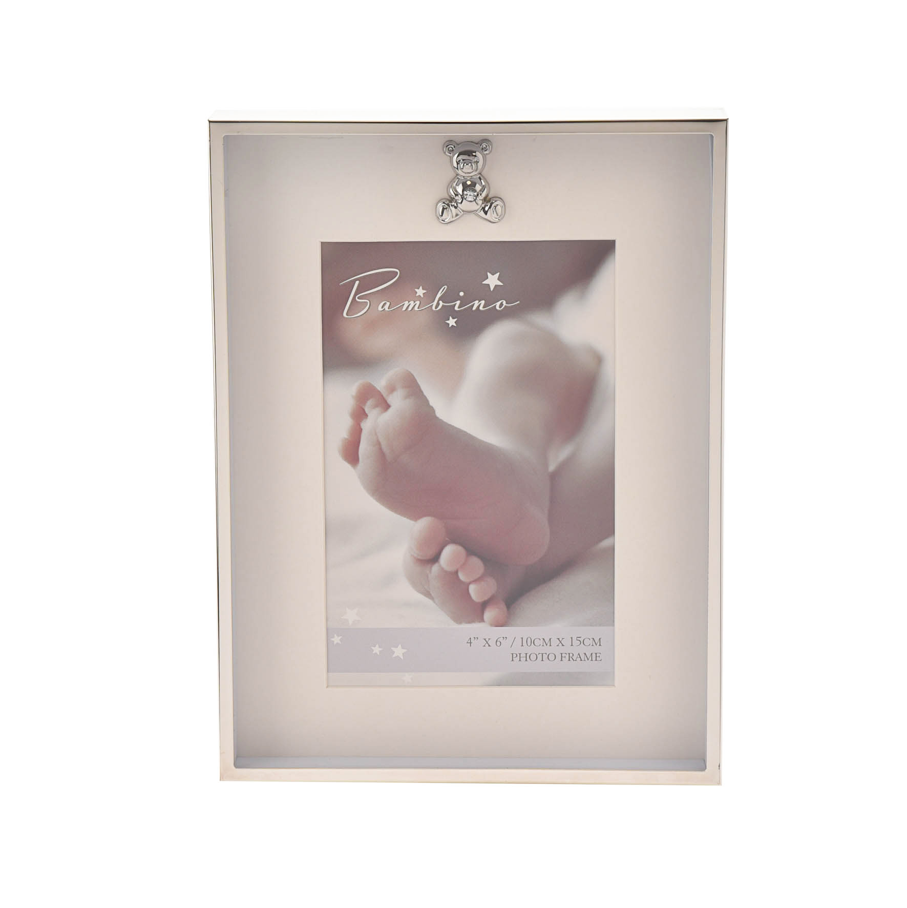 Bambino Thin Silver Plated Border Frame Teddy Icon 4" x 6" - Image 2