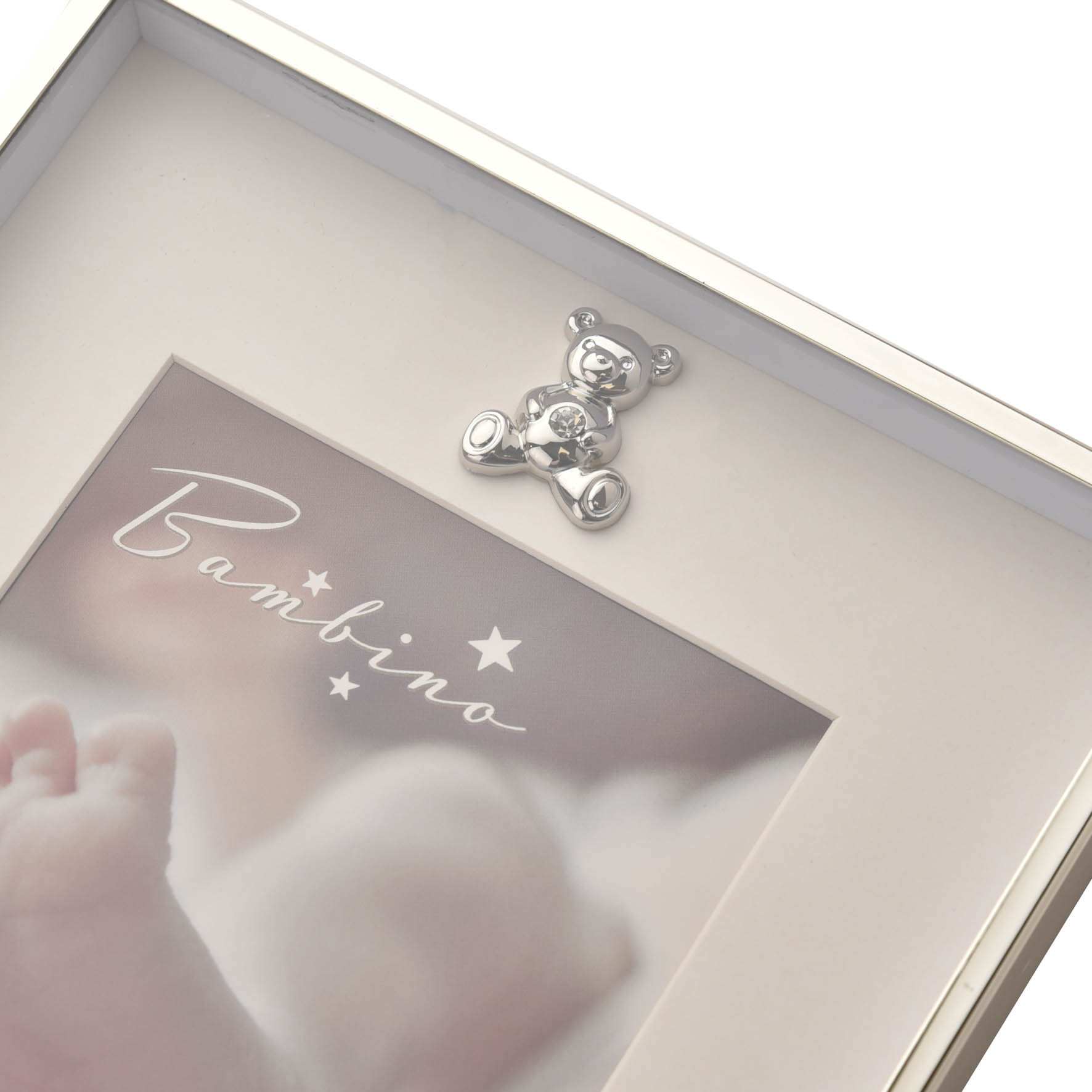 Bambino Thin Silver Plated Border Frame Teddy Icon 4" x 6" - Image 3