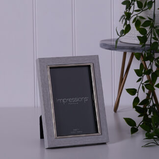 Impressions Grey Faux Wood & Silver Frame 4" x 6"