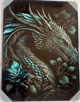 Framed PVC Pop Art Dragon 30x40cm
