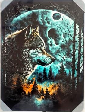 Framed PVC Pop Art Wolf Moon 30x40cm