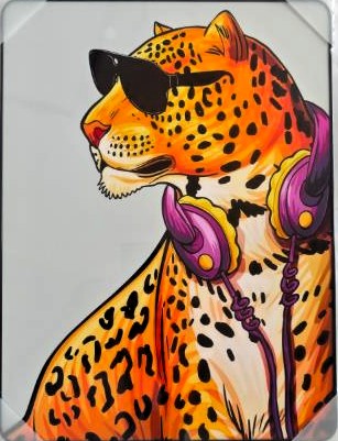 Framed PVC Pop Art Leopard 30x40cm