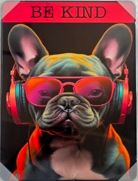 Framed PVC Pop Art Bulldog 30x40cm