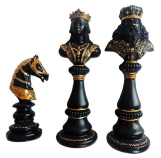 Imperial Chess Set Black-Gold King Queen and Knight