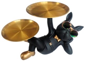Cool Bulldog Holding 2 Plates