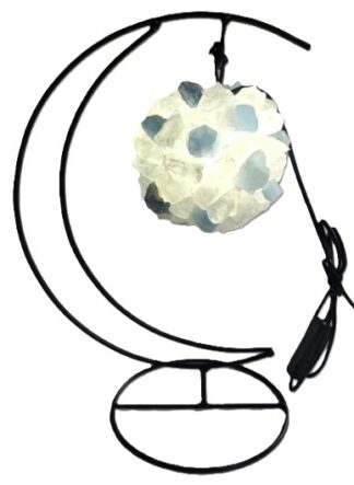 Crystal LED Moon Lamp Blue Quartz and Clear Quartz