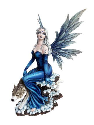 Blue Ice Fairy with Wolf