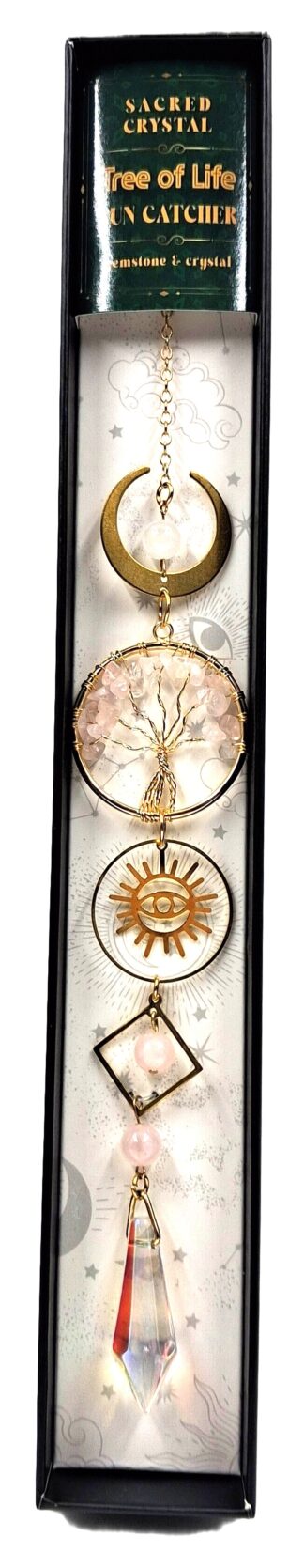 Sacred Crystal Tree of Life Suncatcher - Rose Quartz