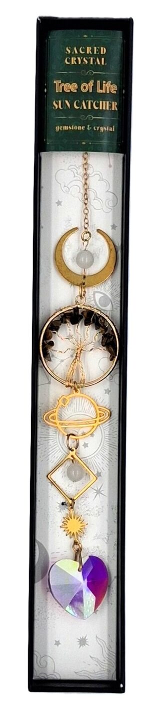 Sacred Crystal Tree of Life Suncatcher - Tiger Eye